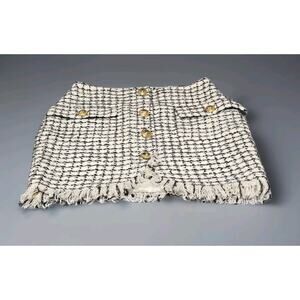 Uterque Womens Tweed Style Checkerboard Skirt With Gold Buttons, Size M/28